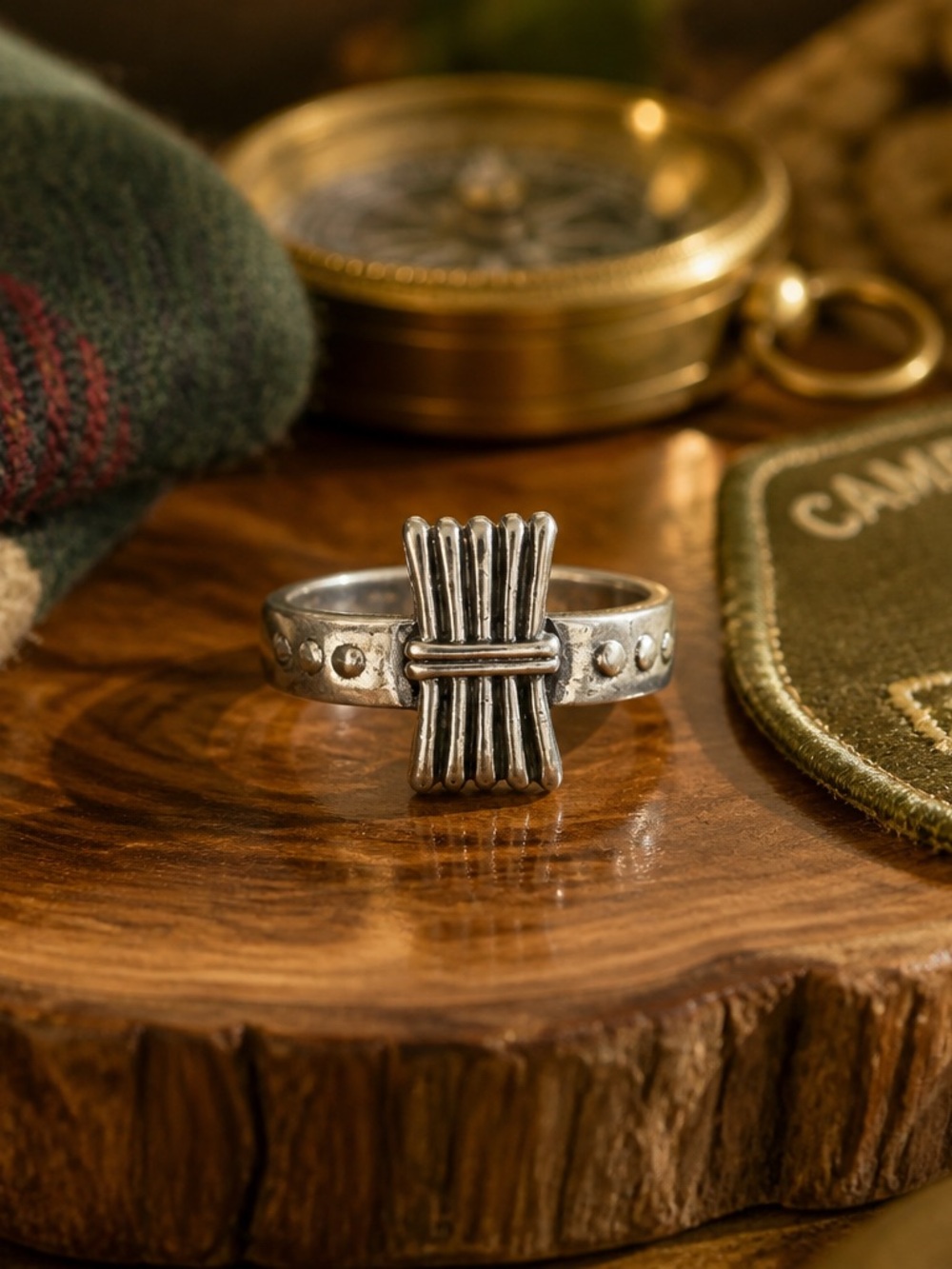 SterlingCampfire Girls Wood Gatherer Ring Sz 4